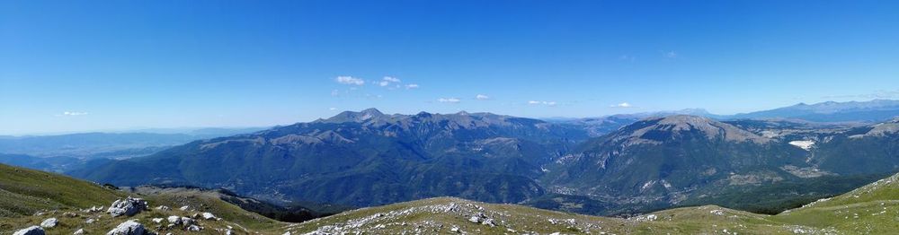 Panoramic view of mountains against sky