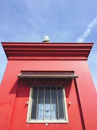 Solar panel on window against sky