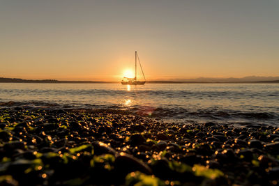 Scenic view of sea during sunset