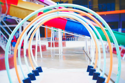 Close-up of empty chairs on table