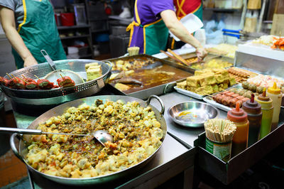 High angle view of food on table