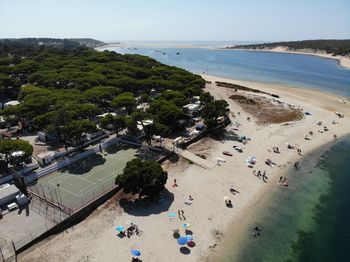 High angle view of beach against sky