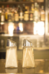 Close-up of wine glass on table in restaurant