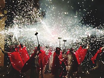 Firework display at night