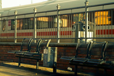 Empty chairs in front of building