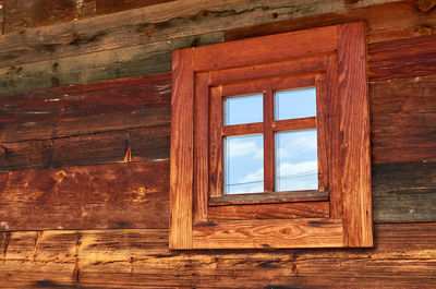 Wooden window of old building