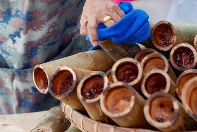 Close-up of hand holding food