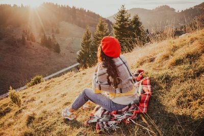 Man sitting on field