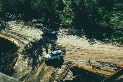 High angle view of river amidst trees in forest