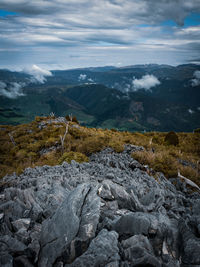 Scenic view of mountains against sky