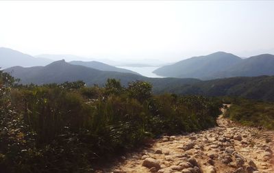 Scenic view of mountains against clear sky