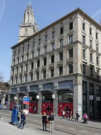 Tourists in front of historic building