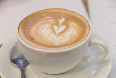 Close-up of cappuccino