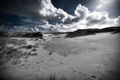 Scenic view of beach against sky