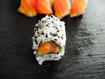 Close-up of sushi in plate on table