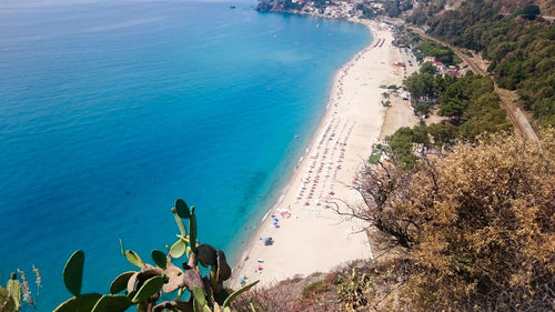 High angle view of people on beach