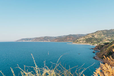 Scenic view of sea against clear sky