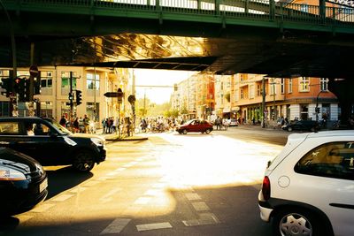 Cars parked on street