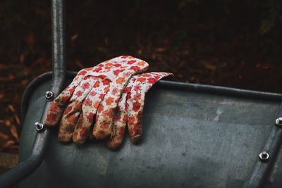 Close-up of dirty gloves