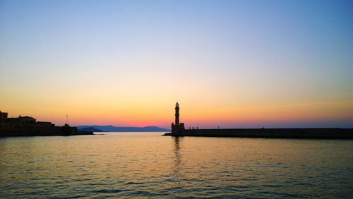 Scenic view of sea at sunset