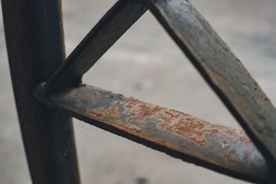 Close-up of rusty metal railing