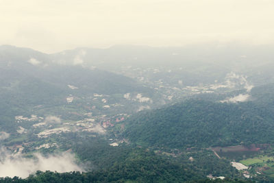 High angle view of mountains against sky