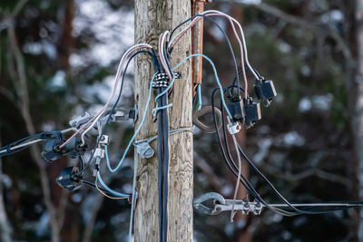 Close-up of barbed wire fence