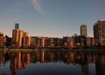 River by buildings against sky in city