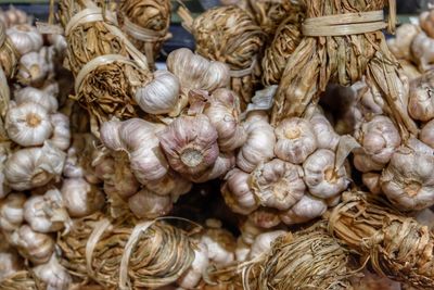 Full frame shot of onions for sale in market