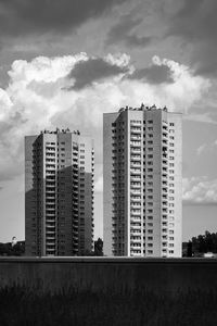 Low angle view of modern building against sky