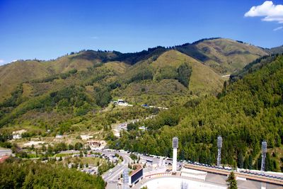 High angle view of townscape against sky