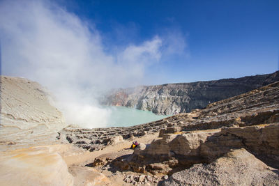 Ijen crater landscape from the crater, banyuwangi regency of east java, indonesia