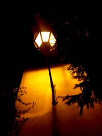 Silhouette illuminated tree against sky at night