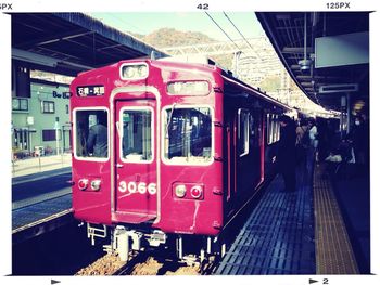 Train on railroad station platform