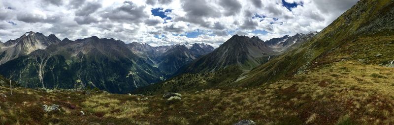 Scenic view of mountains against sky