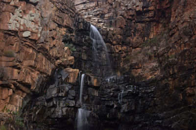 Low angle view of waterfall