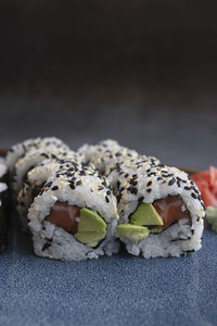 Close-up of sushi on table