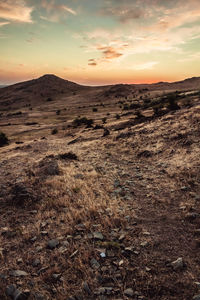 Scenic view of landscape at sunset