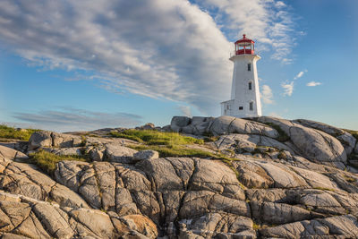 Low angle view of lighthouse against sky