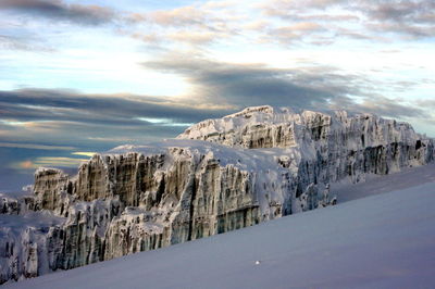 Panoramic view of landscape against sky during winter