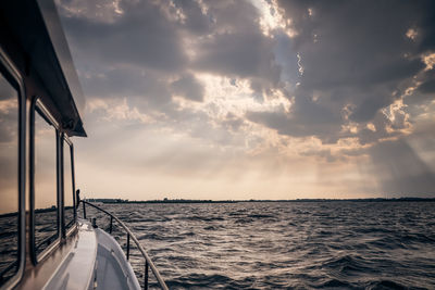 Panoramic view of sea against sky during sunset