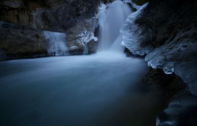 View of waterfall in winter
