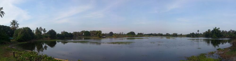 Scenic view of lake against sky