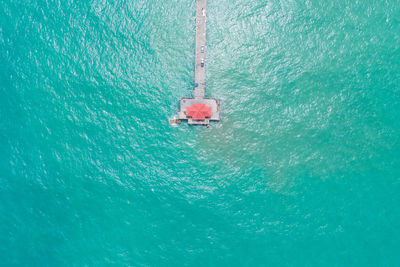 High angle view of ship in sea