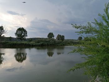 Scenic view of lake against sky