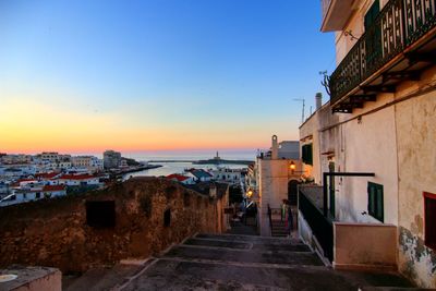 View of city at sunset