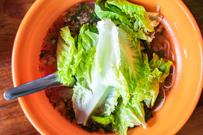 High angle view of food in bowl