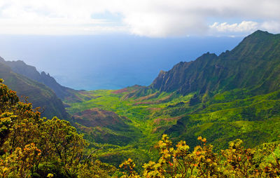 Scenic view of mountains against sky