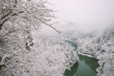 Scenic view of frozen lake against sky during winter