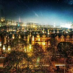 View of illuminated cityscape at night